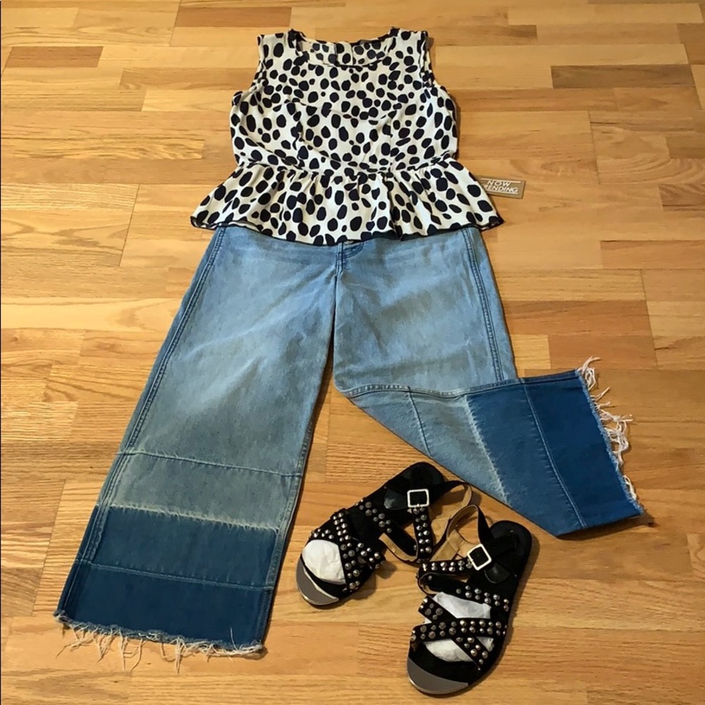 H&M Polka dot Peplum top Back zip - Picture 3 of 16
